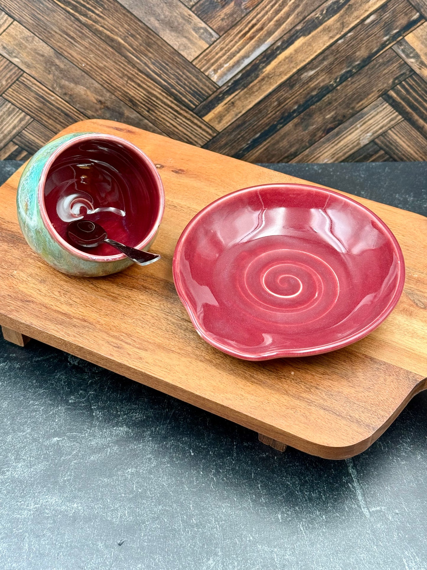 Salt Cellar and Spoon Rest Combo