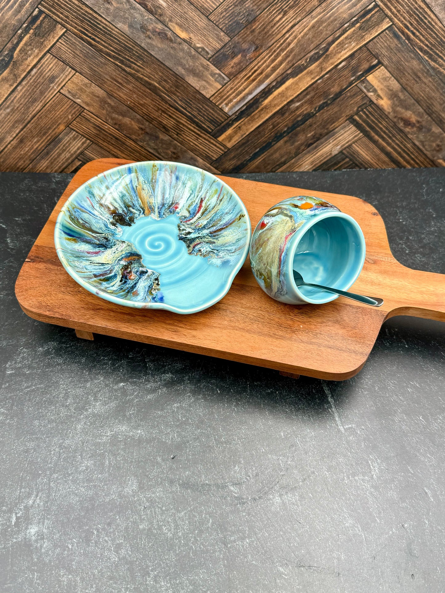 Salt Cellar and Spoon Rest Combo